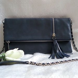 Leather Clutch Bag, Shoulder Bag Blue